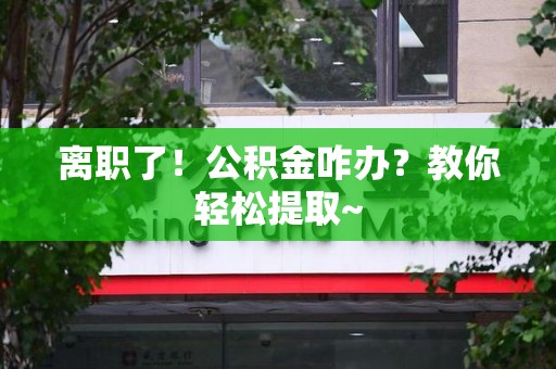 周宁离职了！公积金咋办？教你轻松提取~